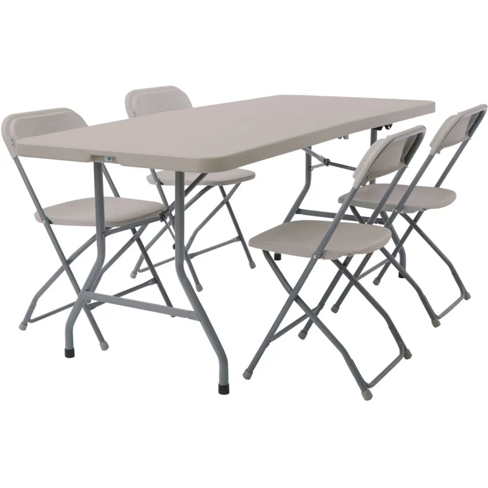 Core Prime Work Smart 5-Piece Resin Gray Folding Set (4 chairs and table)