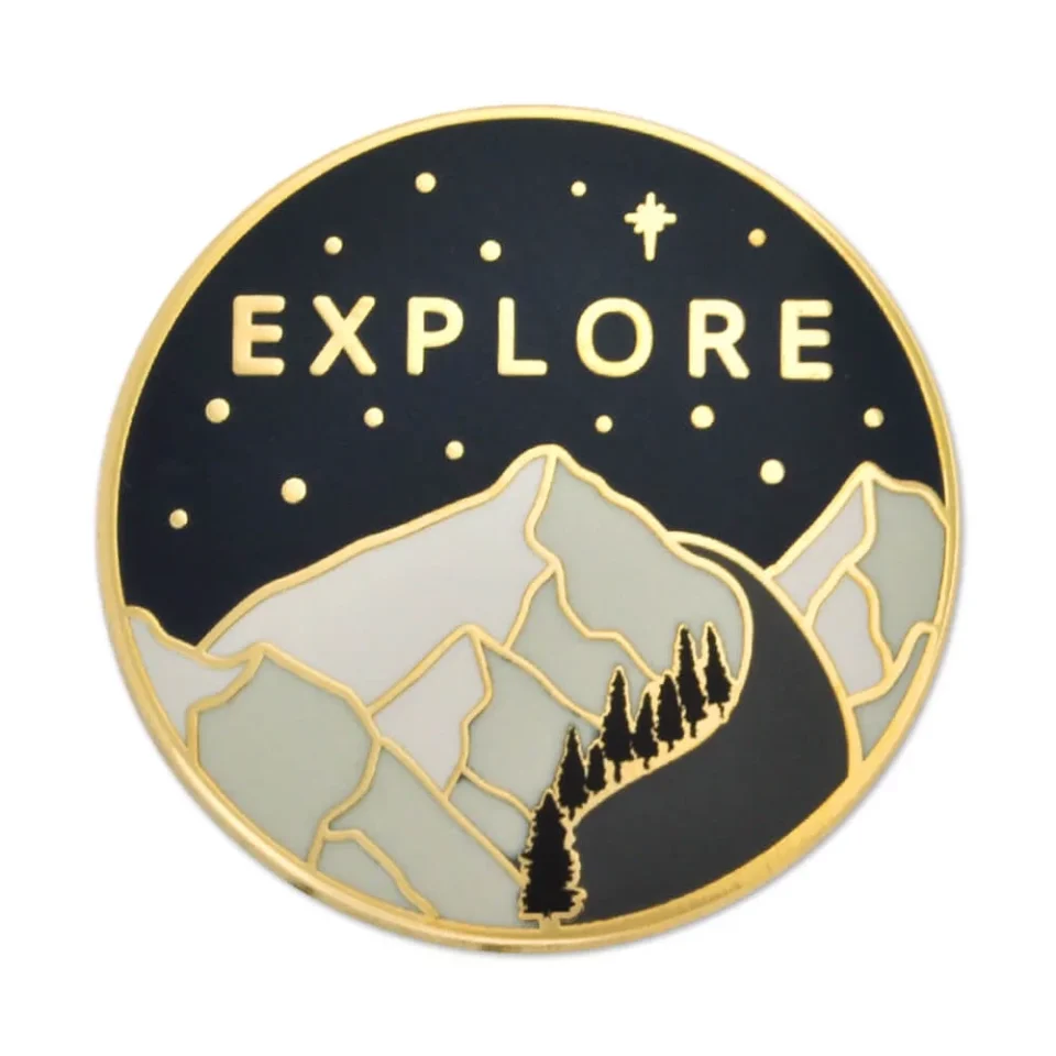 Multi-Purpose PinMart's Explore The Outdoors Adventure Hiking Lover Enamel Lapel Pin