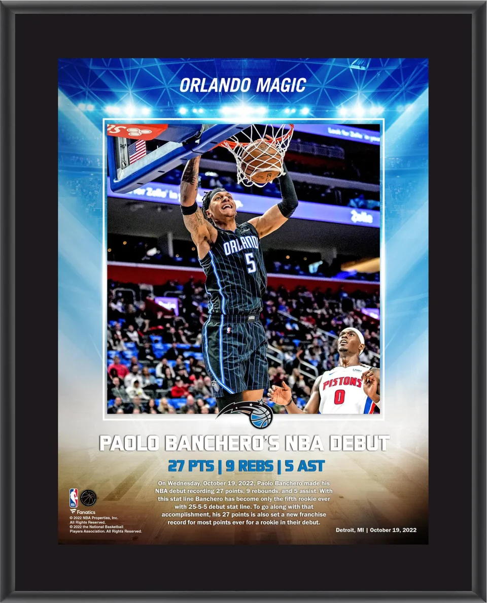 Popular Paolo Banchero Orlando Magic 10.5 x 13 2022 NBA Rookie Debut Sublimated Plaque