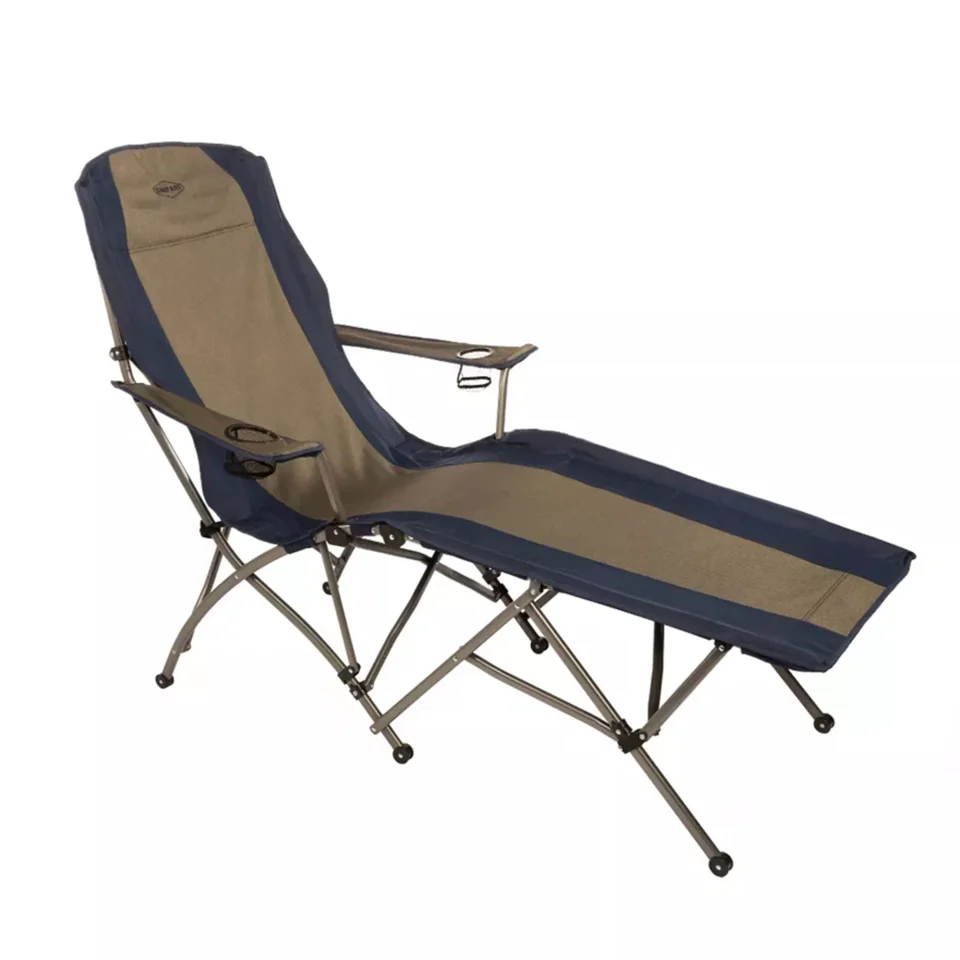 Storage Portable Kamp-Rite Portable Folding Outdoor Soft Arm Lounger Camping Chair, Navy/Tan