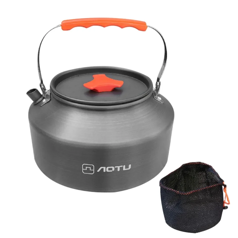 Versatile AOTU Portable Coffee Pot Aluminum Alloy Kettle with Locking Handle, 1.6L Teapot Cooking Accessory for Camping and Picnic