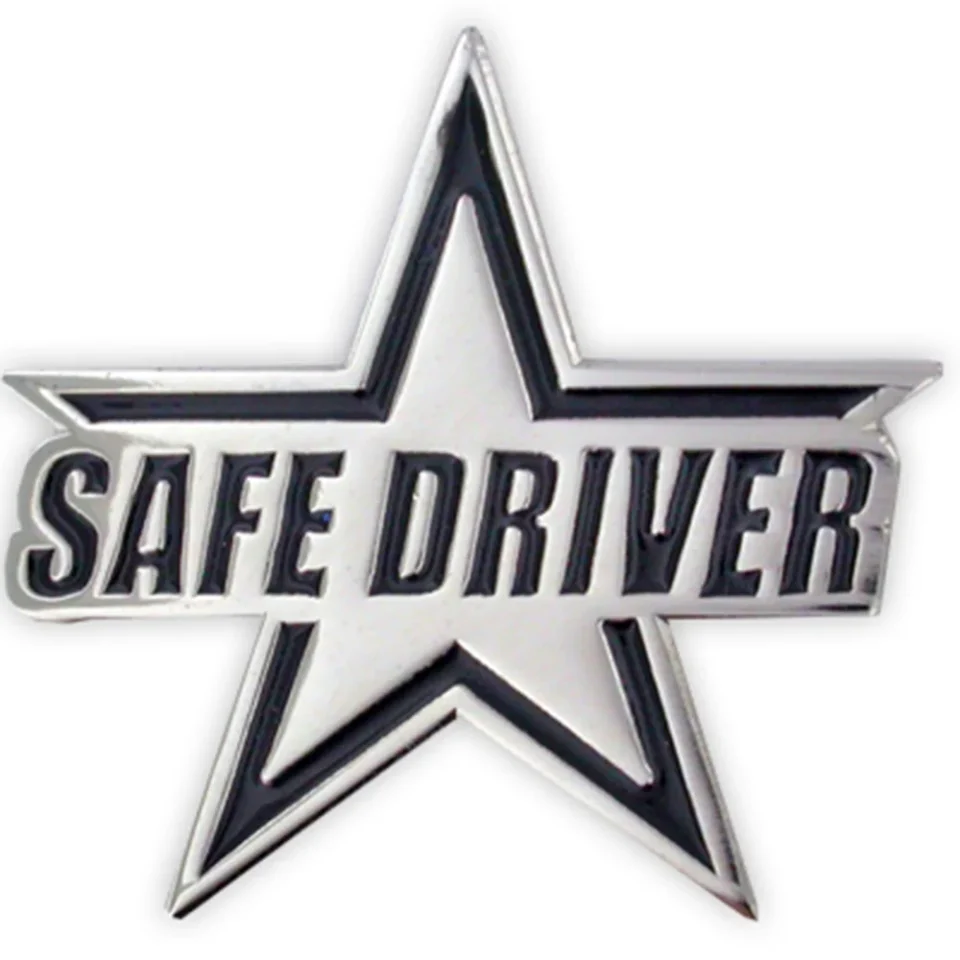Ceramic PinMart's Silver Plated Safe Driver Star Award Enamel Lapel Pin