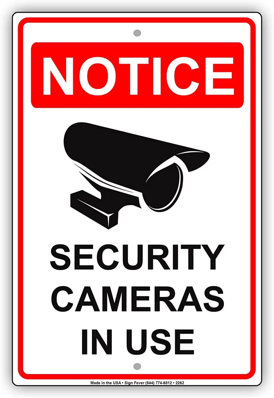 Safe Notice Security Cameras In Use With Graphic Camera Surveillance Property Safety Alert Caution Warning Aluminum Metal Tin 12x18 Sign Plate