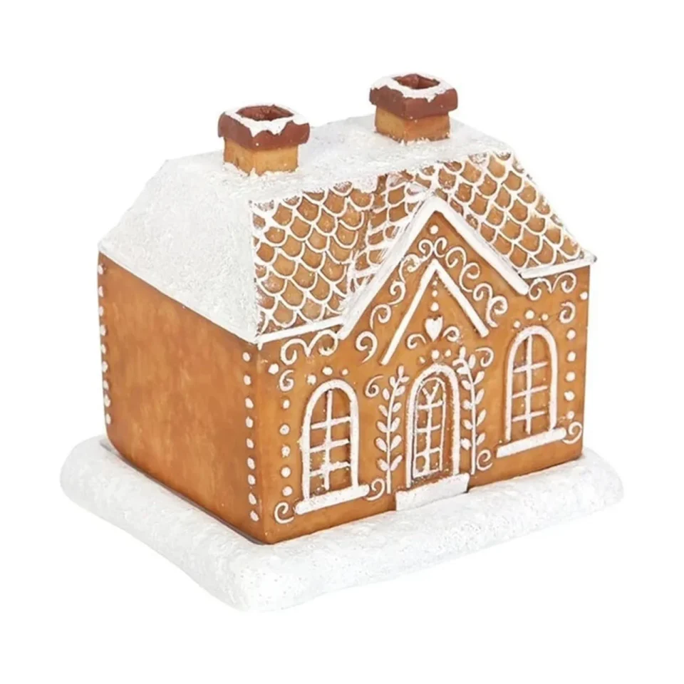 Glossy Travel And Ornament Log Cabin Snowy Winter Incense Burner Incense Burner Christmas Cabin Incense Burner Home Chimney Decorations