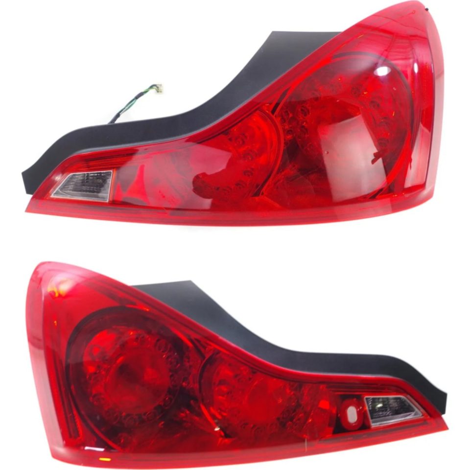 Ceramic Office Halogen Tail Light Set For 2008-2013 Infiniti G37 Coupe Red Lens w/ Bulbs 2Pcs