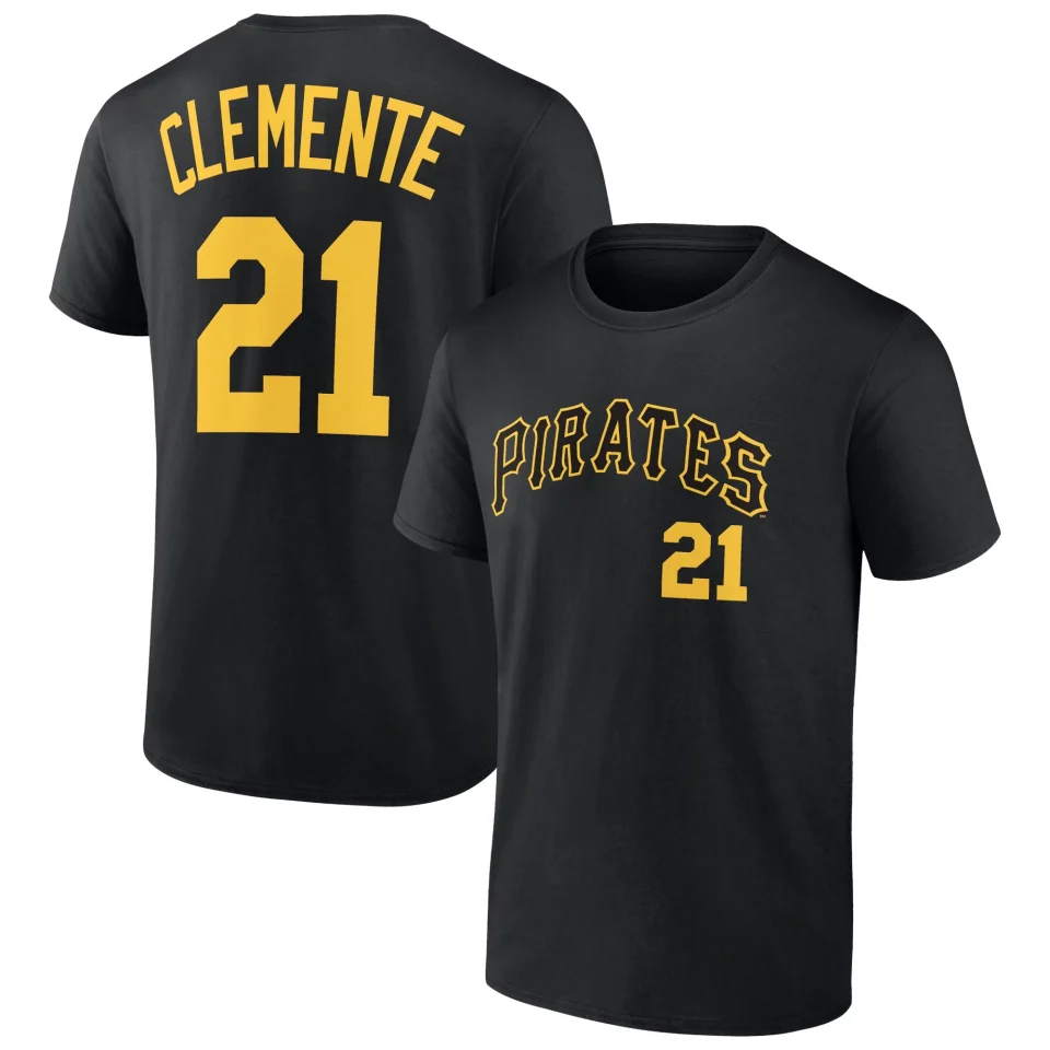 Safe Clear Pittsburgh Pirates R Clemente - MLB Cooperstown Player Men's Short Sleeve Crew Neck T-Shirt