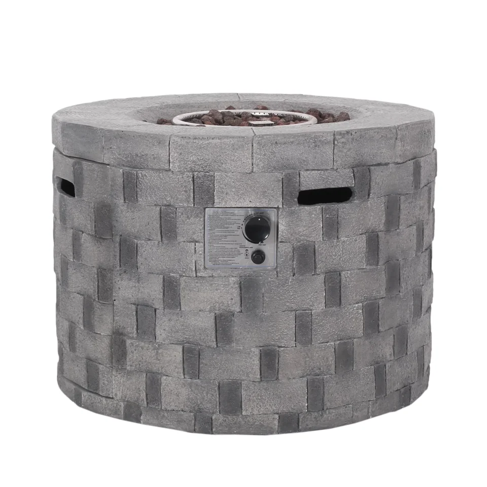 Durable Maximus Outdoor 32 Light Weight Concrete Gas Burning Fire Pit, Gray