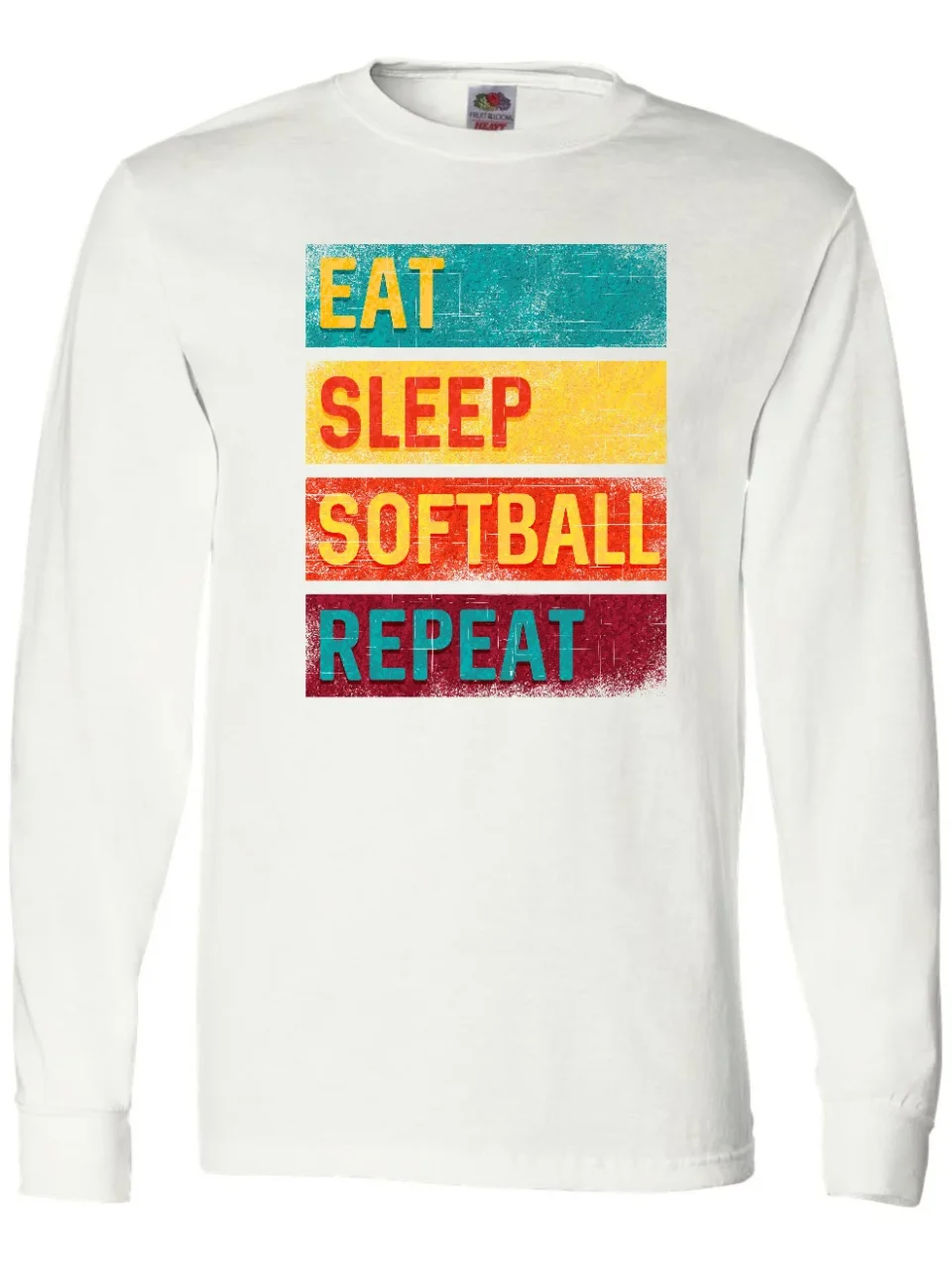 Glossy Inktastic Softball Player Eat Sleep Softball Repeat Long Sleeve T-Shirt
