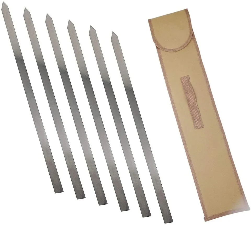 Cooking Lavo Home 6pk Stainless Steel BBQ Skewers for Shish Kebab Turkish Persian Grills & Koubideh Iranian Mediterranean Brazilian Style BBQ - with Carrying Case