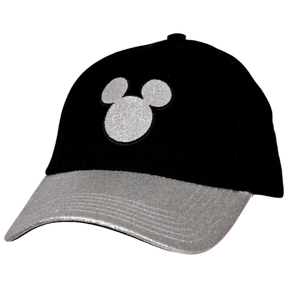 Cast Iron Thickened Disney Mickey Mouse Logo with Glitter Baseball Cap