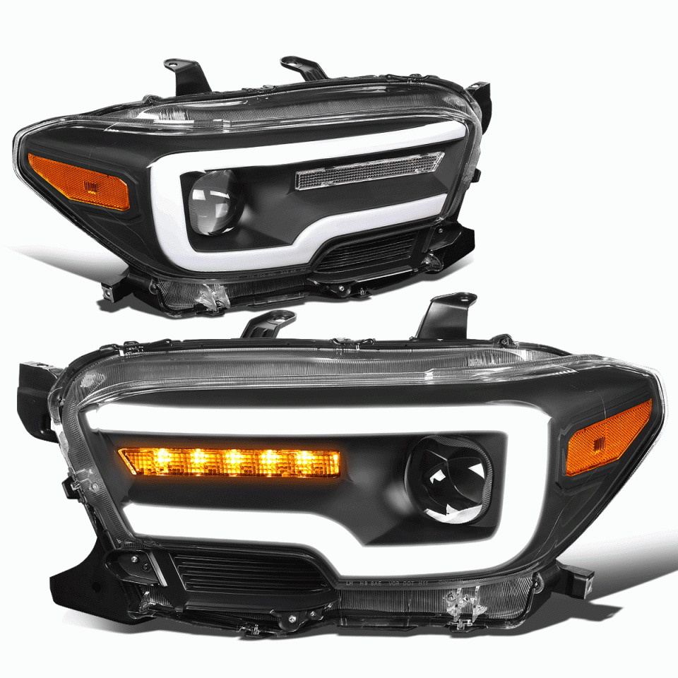 Top-Rated 2016-2020 Tacoma Sequential LED DRL Black Amber Signal Projector Headlight