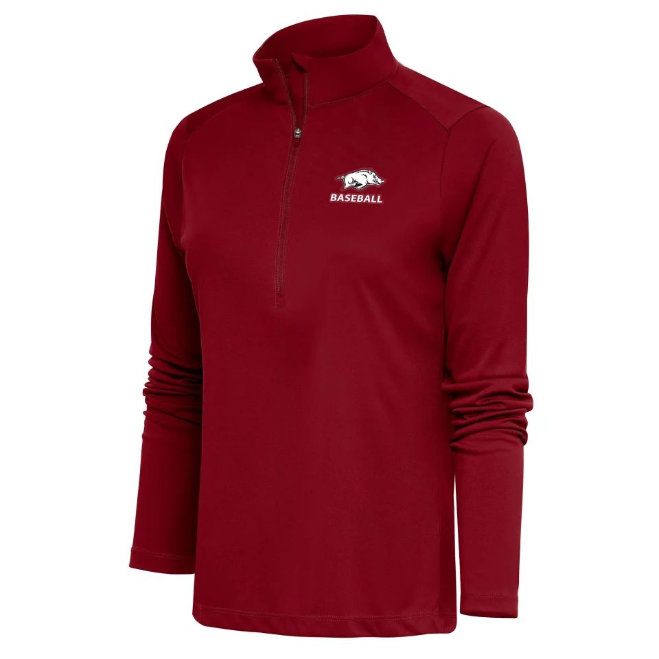 Prime Kitchen Women's Antigua Cardinal Arkansas Razorbacks Baseball Tribute Half-Zip Pullover Top