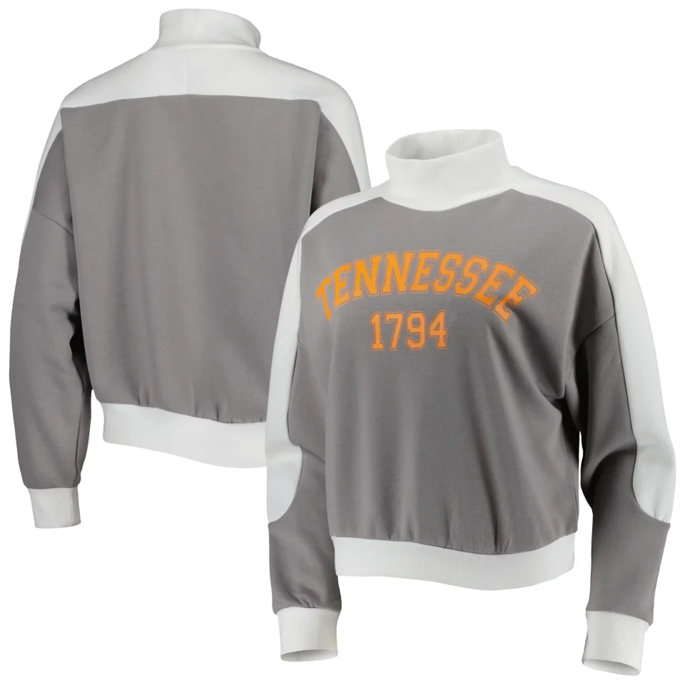 Matte Women's Gameday Couture Gray Tennessee Volunteers Make it a Mock Sporty Pullover Sweatshirt
