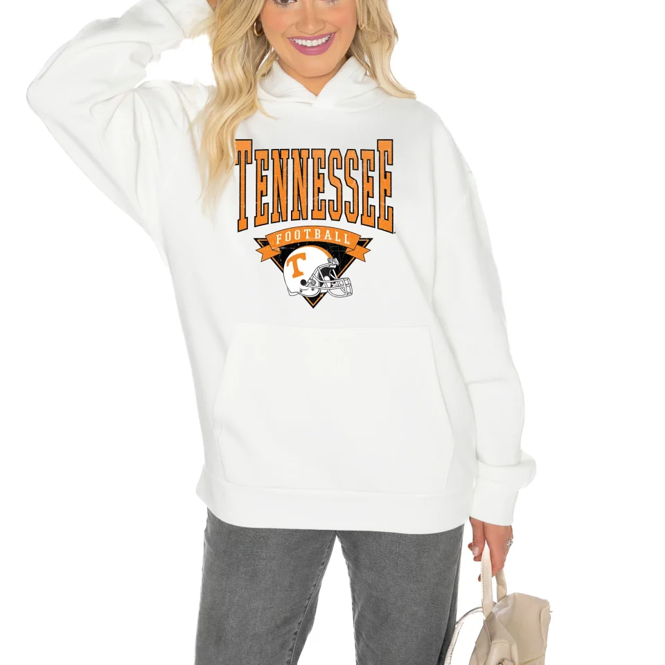Prime Women's Gameday Couture White Tennessee Volunteers Good Catch Premium Fleece Pullover Hoodie