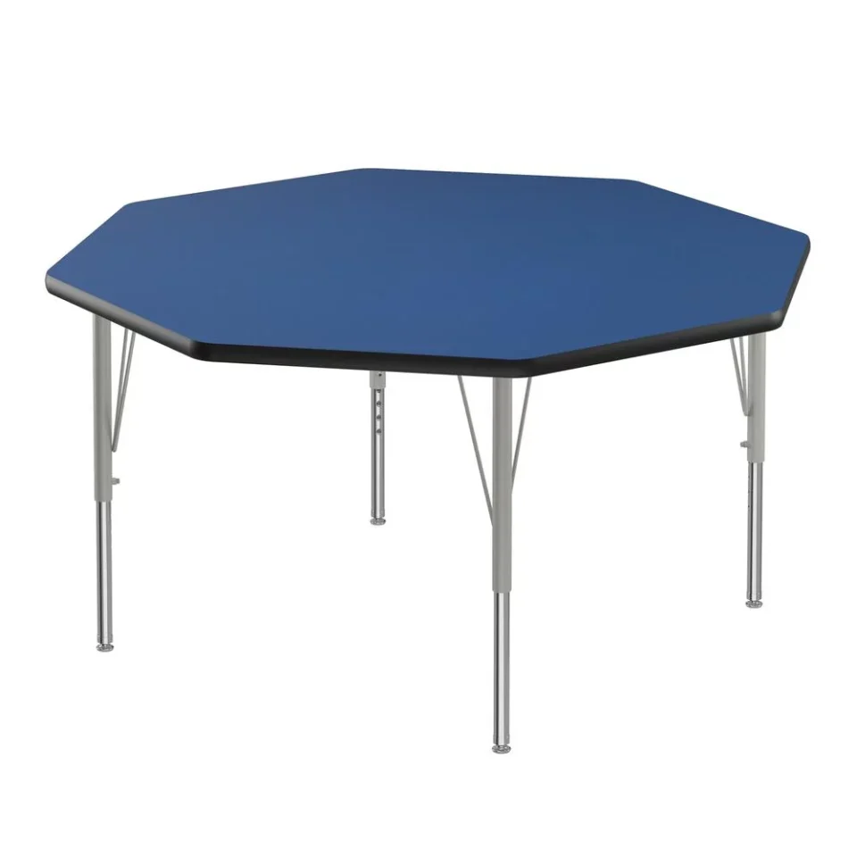 Travel Correll Inc. Deluxe High-Pressure Top Activity Tables, 48x48 OCTAGONAL BLUE, SILVER MIST