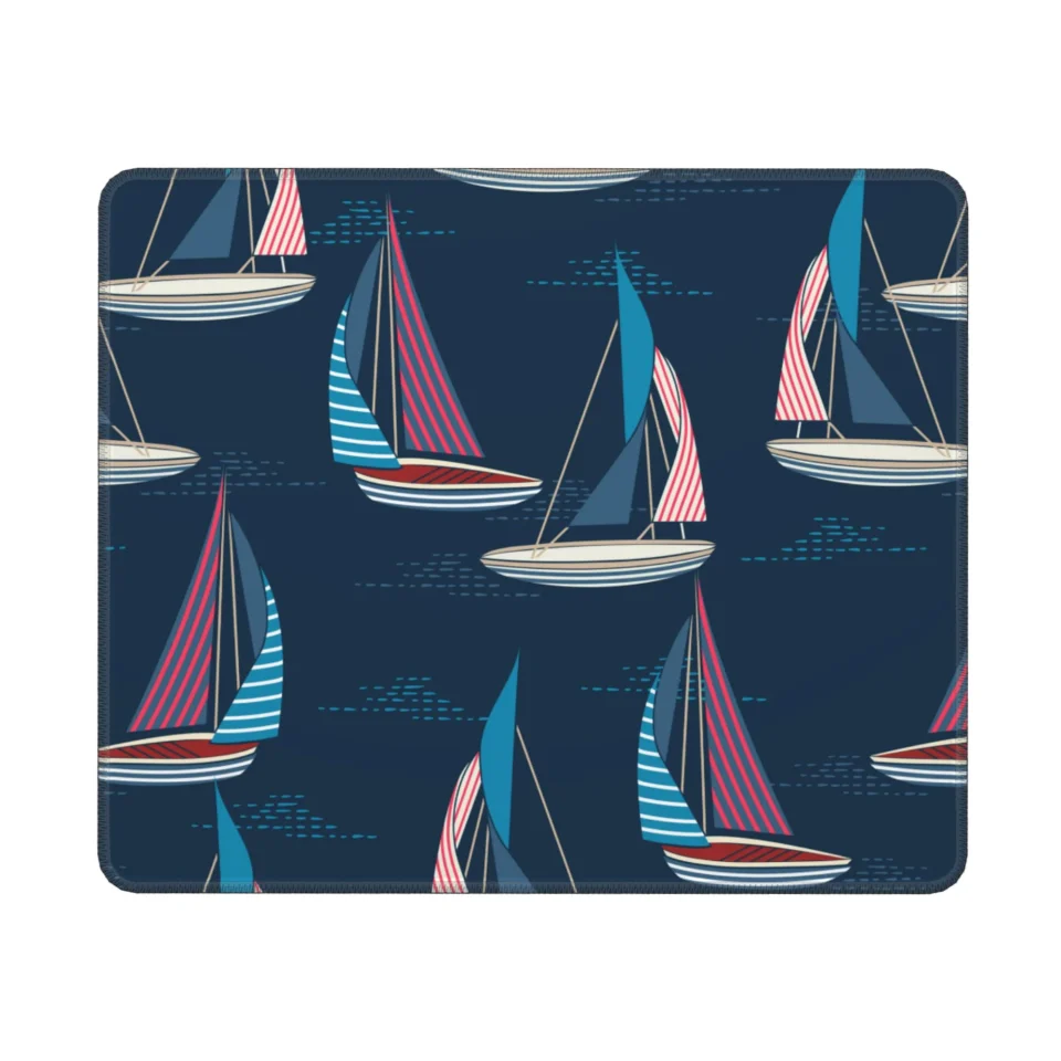 Natural Baking TEQUAN Non-Slip Washable Rubber Mouse Pad, Ocean Beach Sailboat Surfing Pattern Mouse Mat, 10 x 12 inches