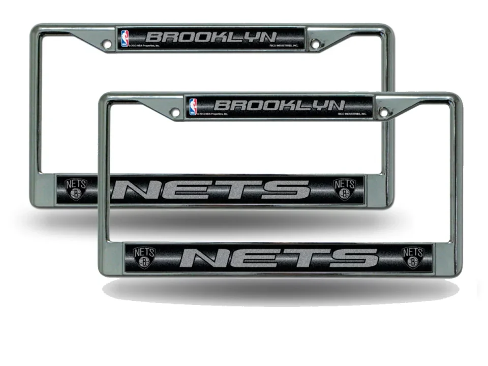 Cleaning Brooklyn NBA Nets Chrome Metal (2) Bling License Plate Frame Set