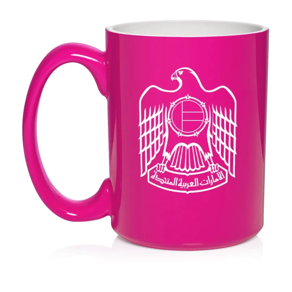 Silicone Dining United Arab Emirates Eagle Ceramic Coffee Mug Tea Cup Gift (15oz Hot Pink)