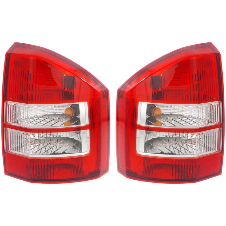 Pure Tail Light Set For 2007-2010 Jeep Compass Left and Right Clear/Red Halogen