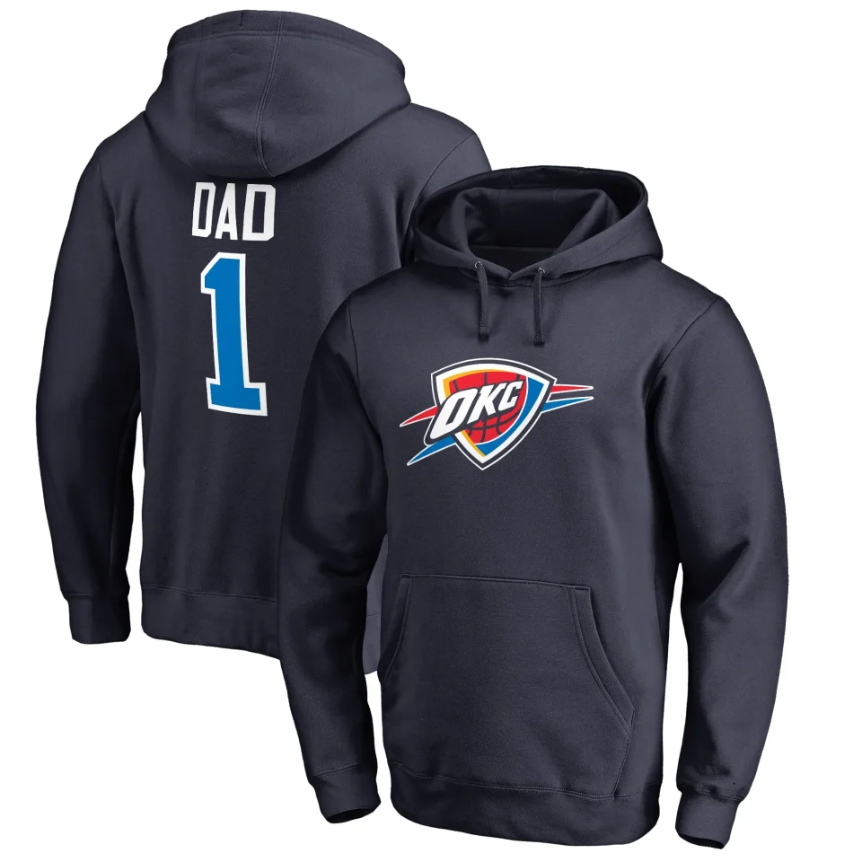 Gift-Ready Men's Navy Oklahoma City Thunder #1 Dad Pullover Hoodie