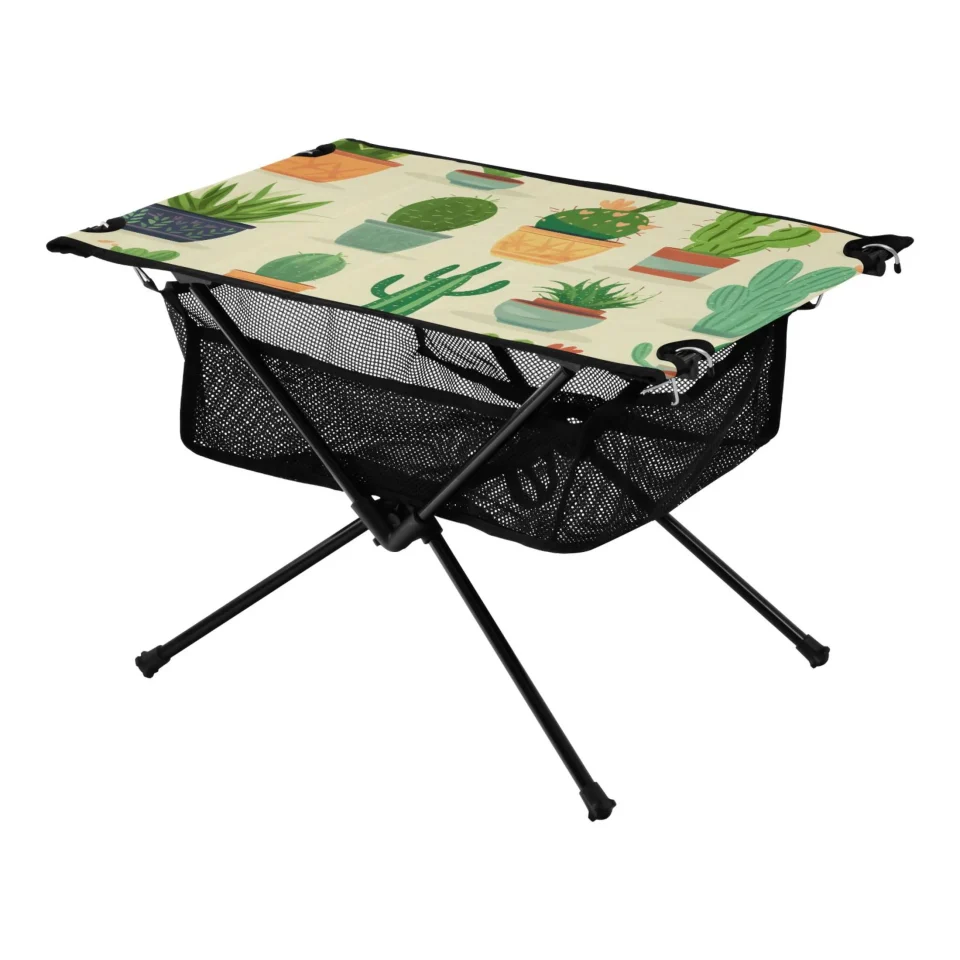 Polished Dining Cactus Camping Folding Table Portable Beach Table with Storage Bag Compact Picnic Table for Outdoor Travel Fishing BBQ