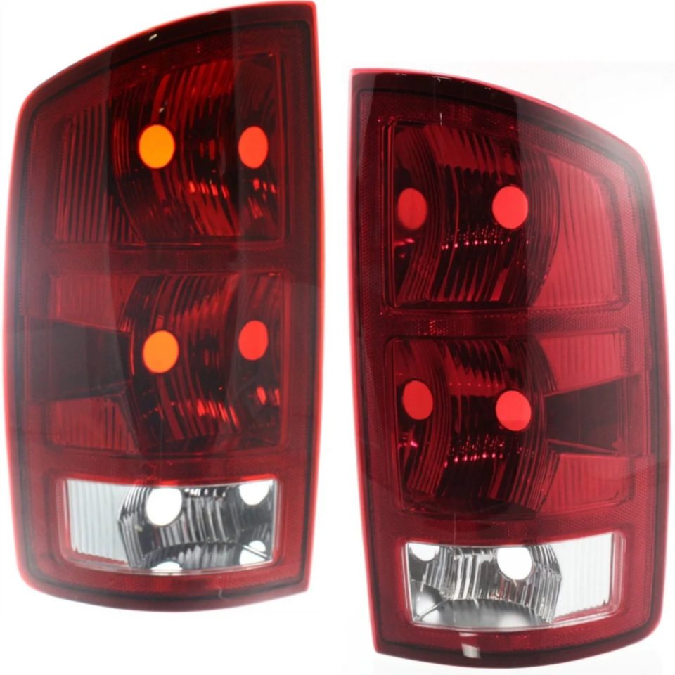 BPA-Free Halogen Tail Light Set For 2002-2006 Dodge Ram 1500 Clear & Red Lens 2Pcs