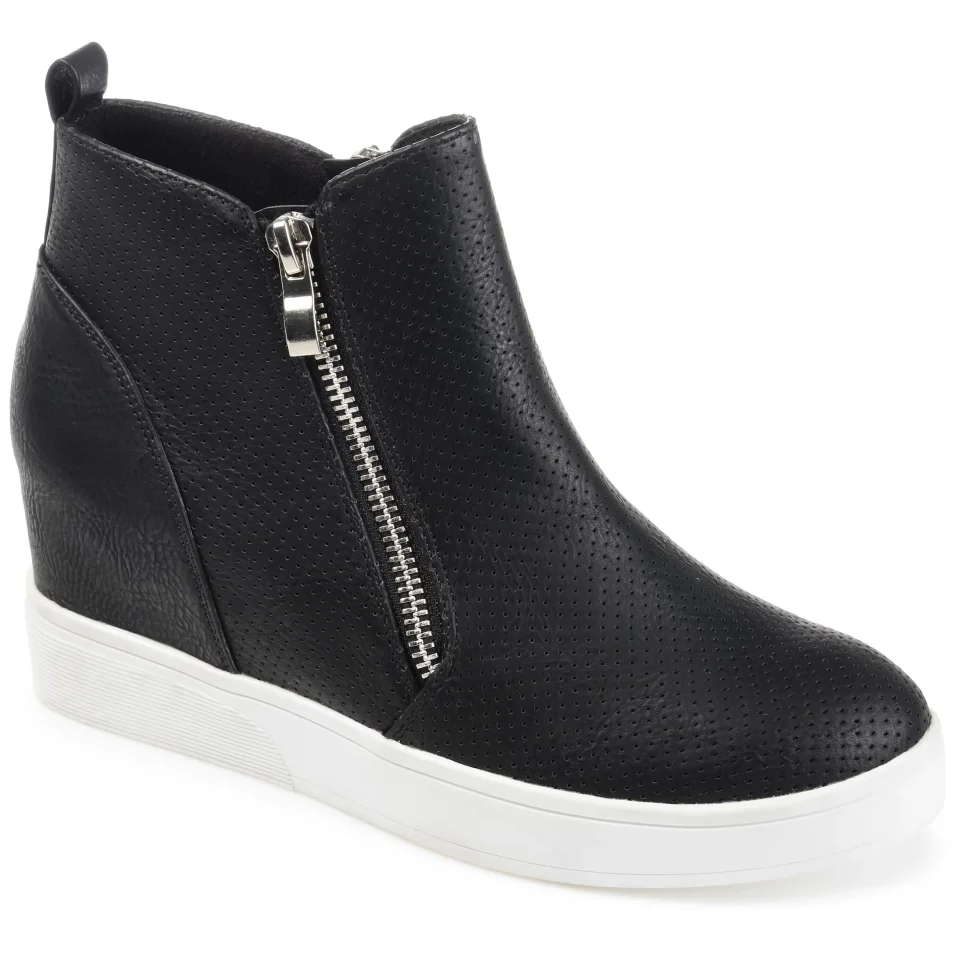 Pure Cast Iron Journee Collection Womens Pennelope Round Toe Double Zip Wedge Sneakers