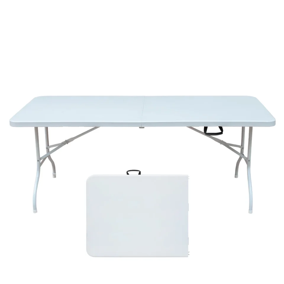 Non-Toxic Ufurpie 6ft Folding Table,Portable Plastic Table for Camping,Picnics,Parties,High Load Bearing Foldable Table,White