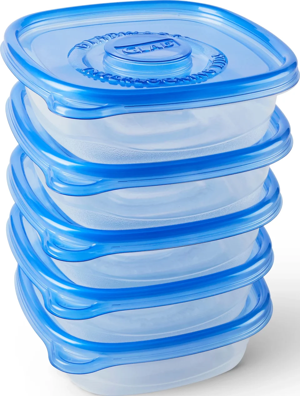 Glossy Space-Saving Glad Medium Set of 5 Square Food Storage Containers, Sandwich Size, 25 Oz each