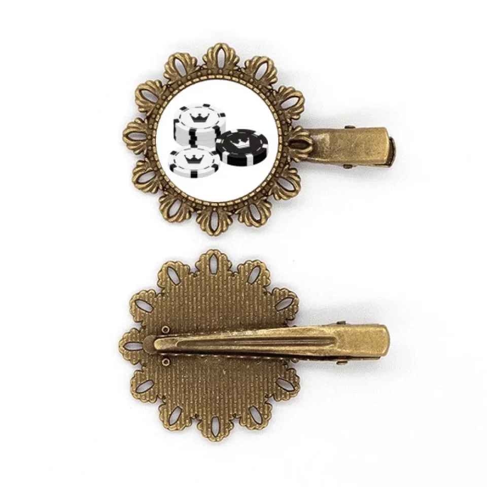 Select Core Gambling Utensils Chips Crown Pattern Vintage Metal Flower Hairpin Hair Piece Headdress