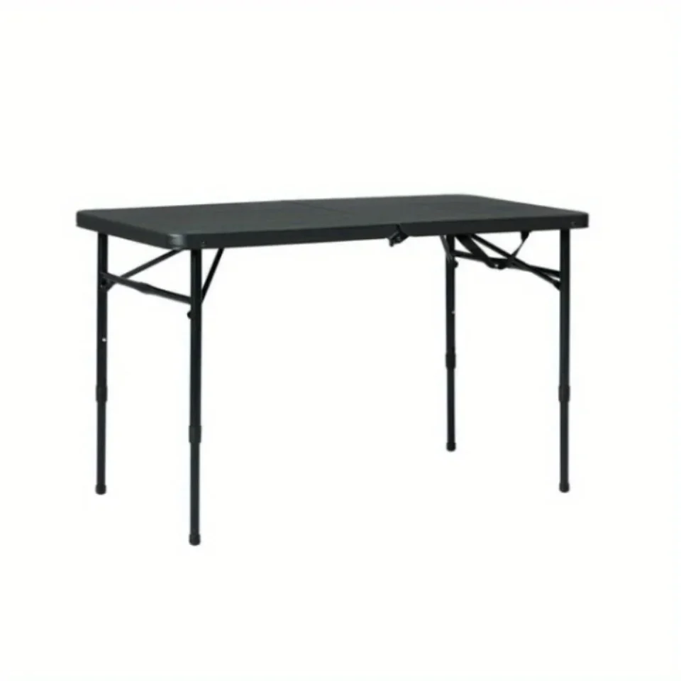 Popular 1pc Adjustable & Portable Folding Table, 40L X 20W, Metal And Resin Material, For Camping, Picnic, Beach, And Indoor Use, Lightweight With Fold-in-Half Design And Adjustable Height