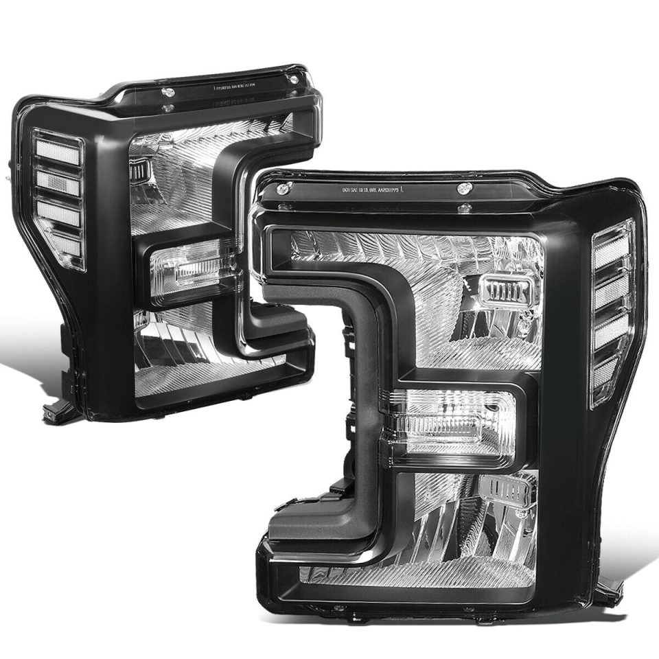 Pure 17-19 d F250 Super Duty Black Housing OE Style Driving Headlight Lamps