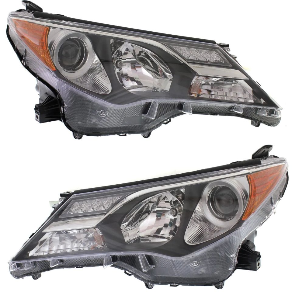 Matte Headlight Set For 2013 2014 2015 Toyota RAV4 Left and Right With Bulb 2Pc
