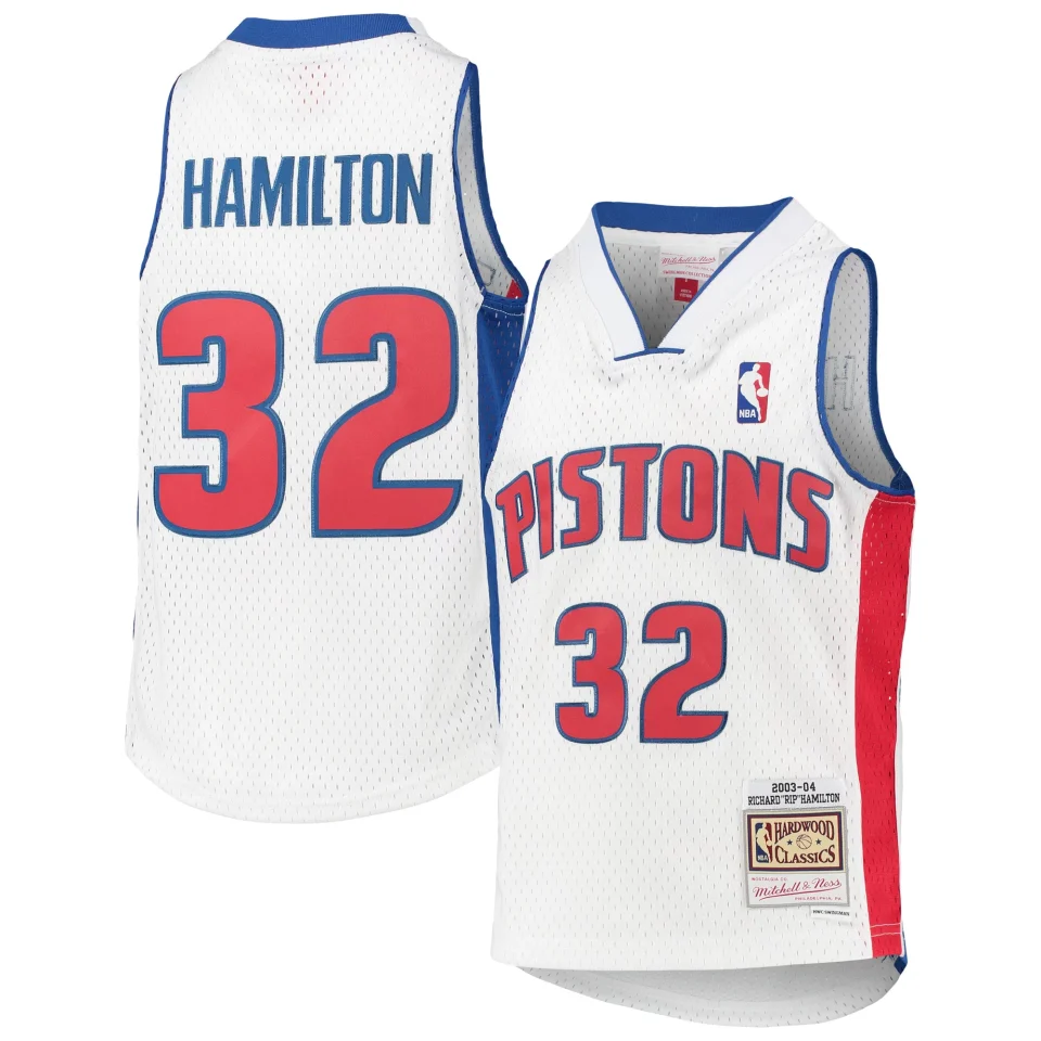 Polished Youth Mitchell & Ness Richard Hamilton White Detroit Pistons 2003/04 Hardwood Classics Swingman Jersey