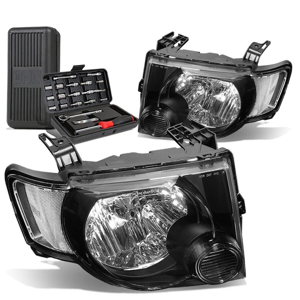 Upgraded 2008-2012 d Escape Pair Black/Clear Side Headlight Head Lamps+Tool Box